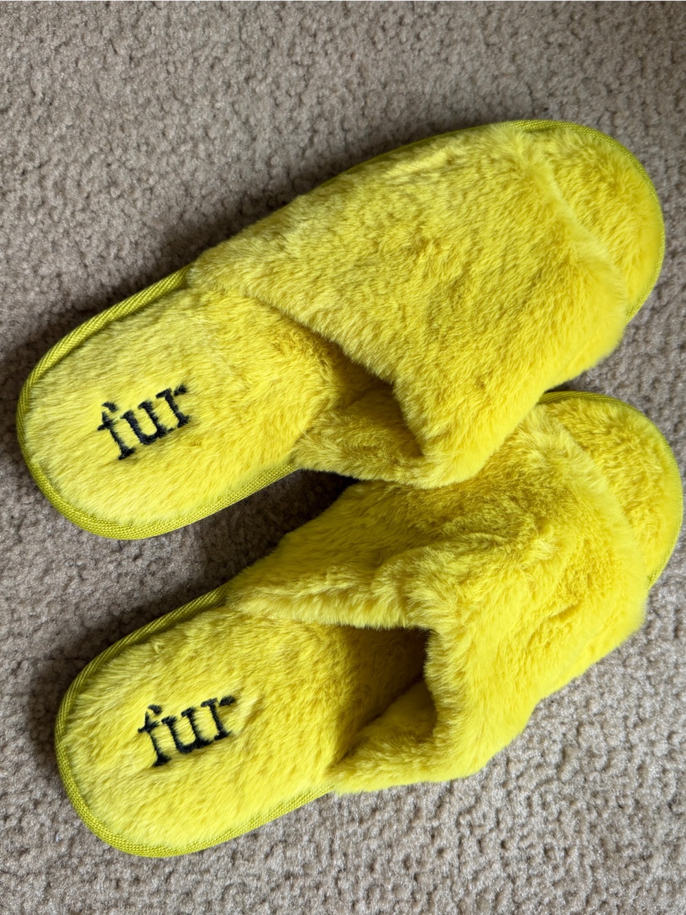 Fur Chartreuse Fuzzy Slide Slippers
